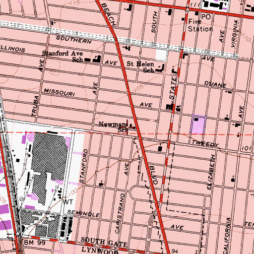Topographic Map of Newmans School, CA
