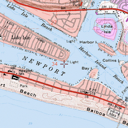 Topographic Map of Newport Bay, CA