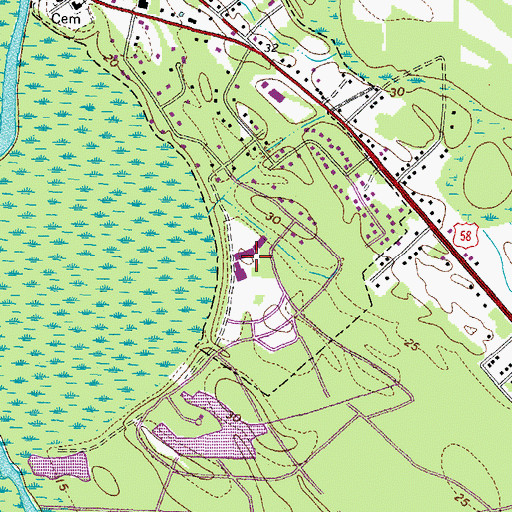 Topographic Map of Southampton Academy, VA