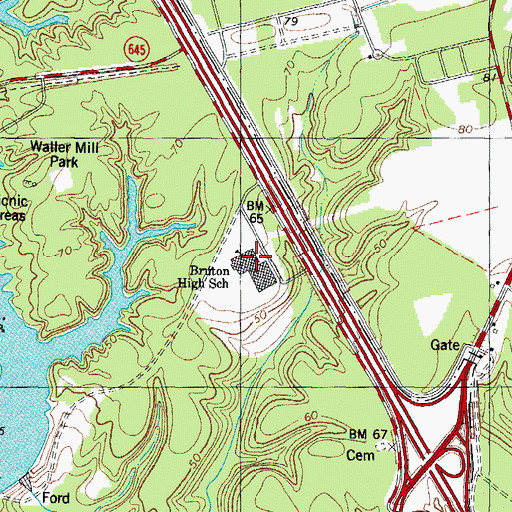 Topographic Map of Bruton High School, VA