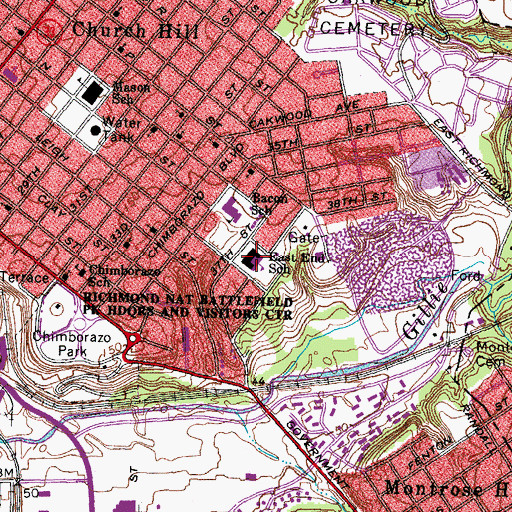 Topographic Map of Franklin Military Academy, VA