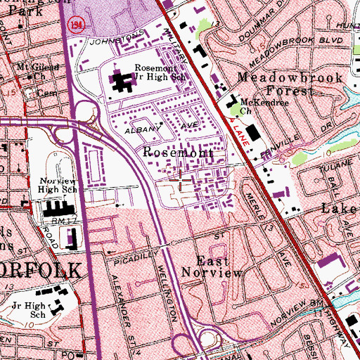 Topographic Map of Tanners Creek Elementary School, VA