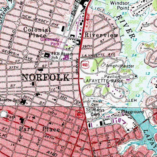 Topographic Map of Norfolk Masjid Islamic School, VA