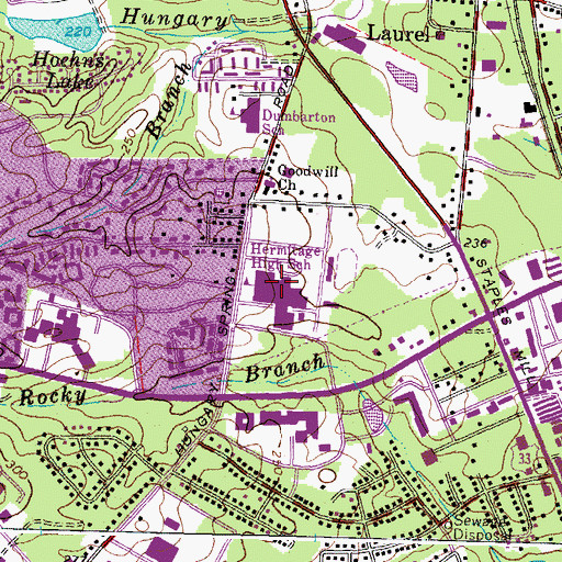 Topographic Map of Hermitage Technical Center, VA