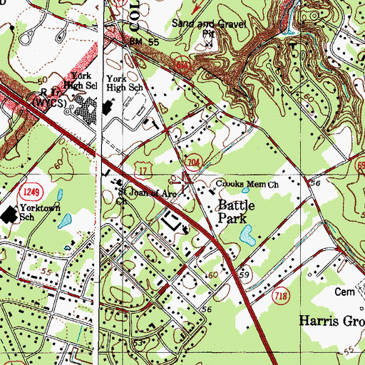 Topographic Map of York River Regional, VA