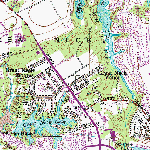 Topographic Map of Virginia Beach Country Day School, VA