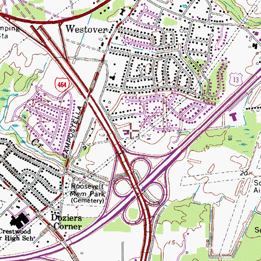 Topographic Map of Grace Baptist Temple Church School, VA