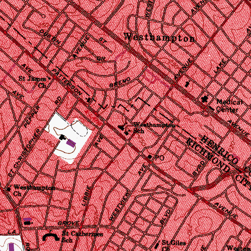 Topographic Map of Richmond Community High School, VA