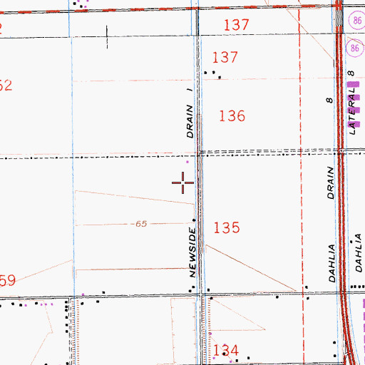 Topographic Map of Newside Drain, CA