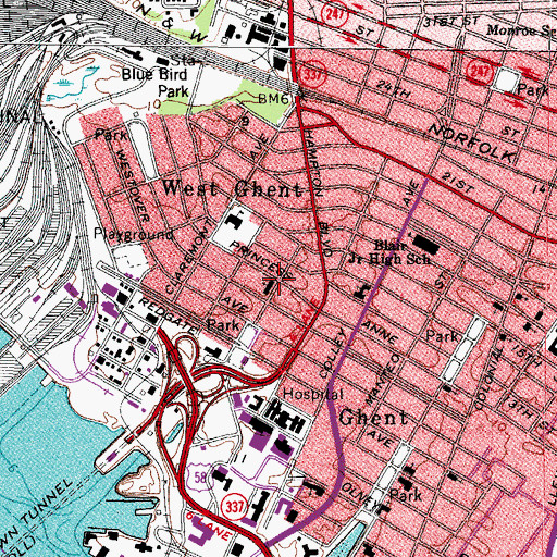 Topographic Map of West Ghent School, VA