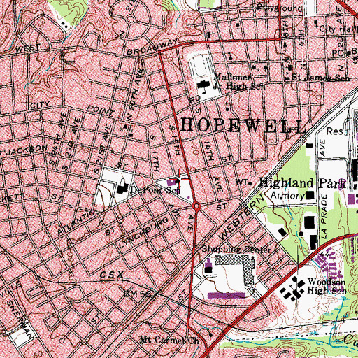 Topographic Map of West End Christian School, VA