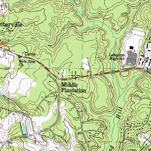 Topographic Map of Williamsburg Montessori School, VA