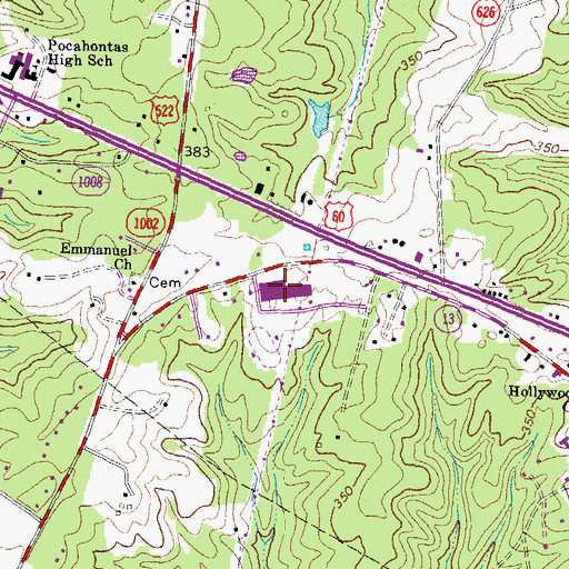 Topographic Map of Powhatan Junior High School, VA
