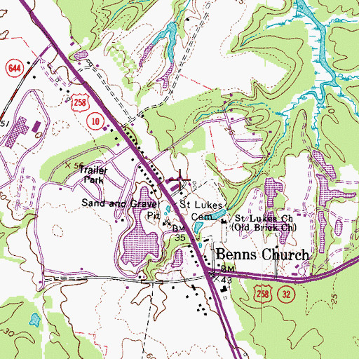 Topographic Map of James River Christian Academy, VA