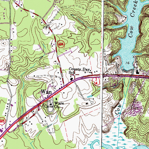 Topographic Map of Ware Academy, VA