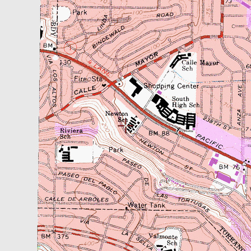 Topographic Map of Edward J Richardson Middle School, CA