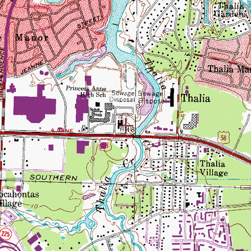 Topographic Map of Thalia Lynn Child Care Center, VA