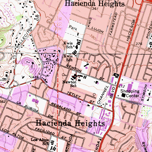 Topographic Map of Newton Middle School, CA