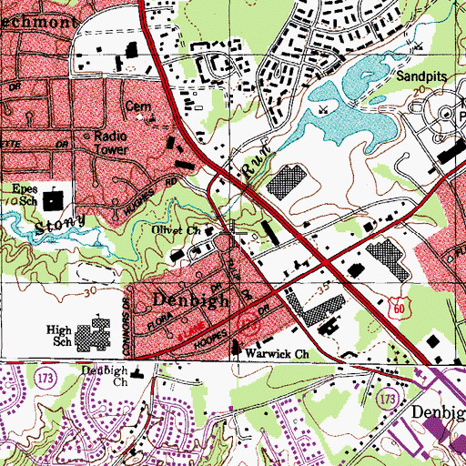 Topographic Map of Olivet Christian Church Kindergarten, VA