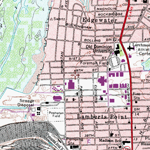 Topographic Map of Governor's School for the Arts, VA