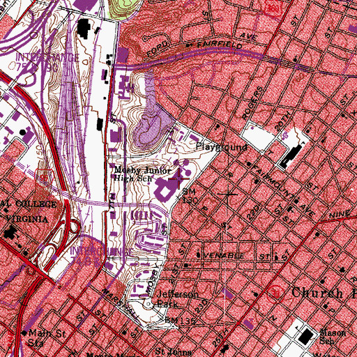 Topographic Map of The Humanities Center School, VA