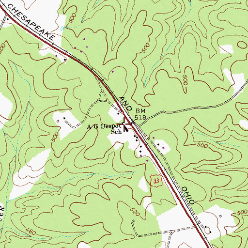 Topographic Map of Trevilians Elementary School, VA