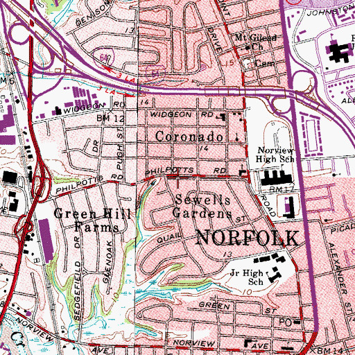 Topographic Map of Greenhill Farms Christian Academy, VA