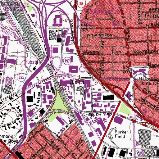 Topographic Map of Richmond Career Education Center, VA