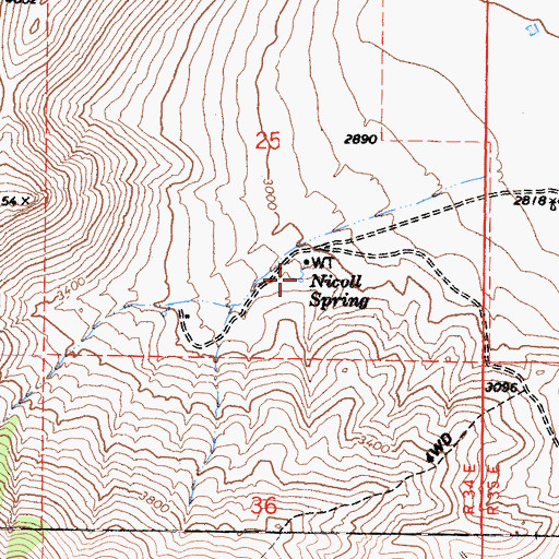 Topographic Map of Nicoll Spring, CA