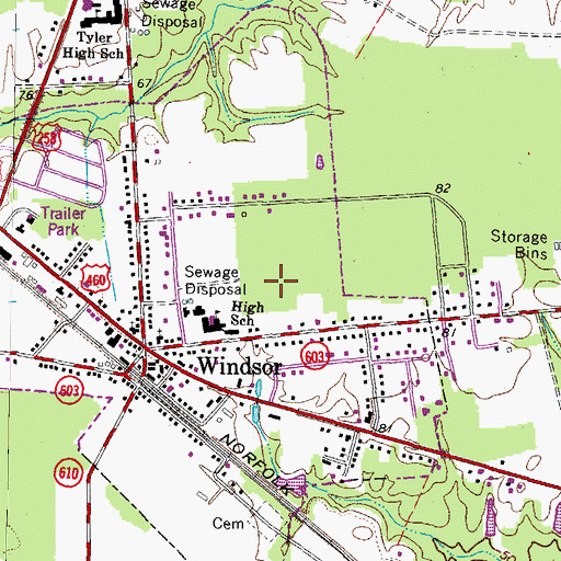 Topographic Map of Windsor Middle School, VA