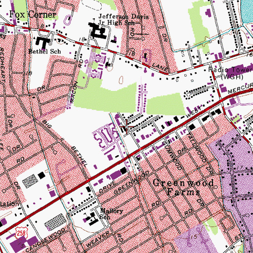 Topographic Map of Central Baptist School, VA