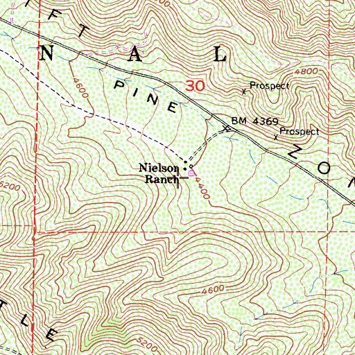Topographic Map of Nielson Ranch, CA