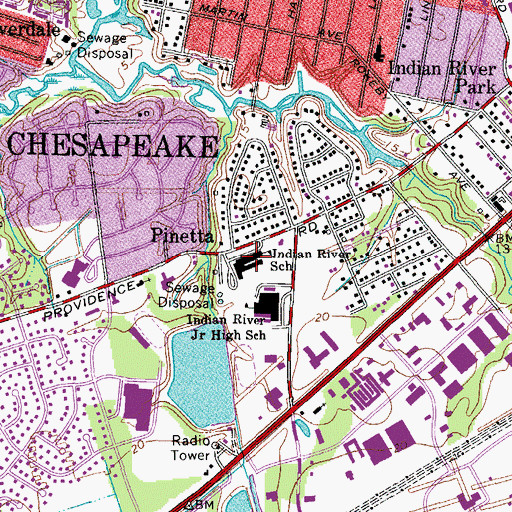 Topographic Map of Indian River Middle School Annex, VA