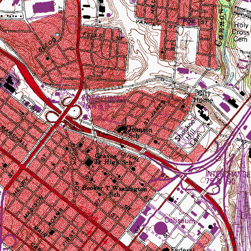 Topographic Map of Richmond City Alternative School, VA
