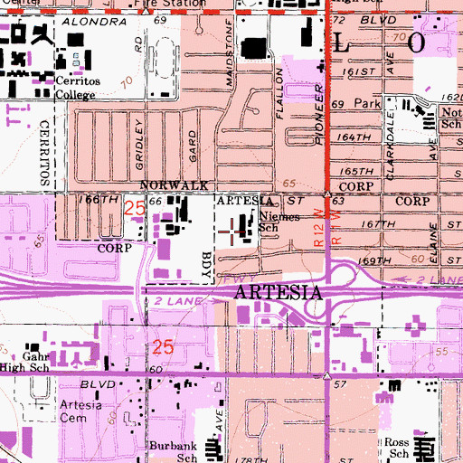 Topographic Map of Niemes Elementary Magnet School of Environmental Science and Technology, CA