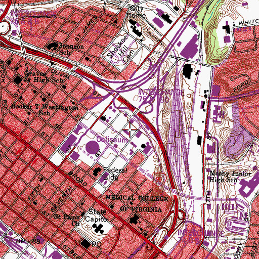 Topographic Map of J Sargeant Reynolds Community College Downtown Campus, VA