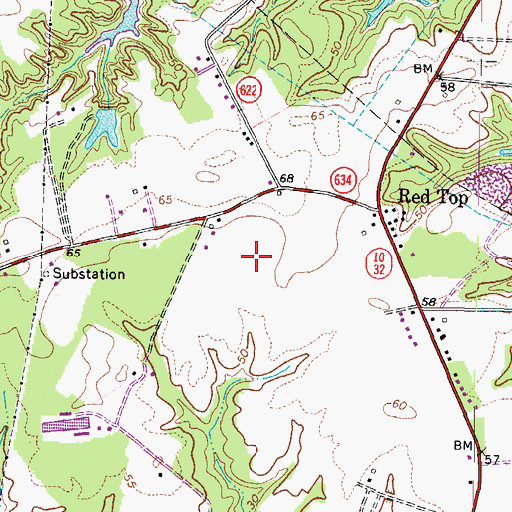 Topographic Map of King`s Fork High School, VA