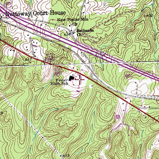 Topographic Map of Nottoway Middle School, VA