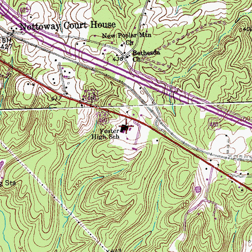 Topographic Map of Nottoway Intermediate School, VA