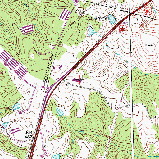Topographic Map of Amelia - Nottoway Technical Center and Piedmont Alternative School, VA