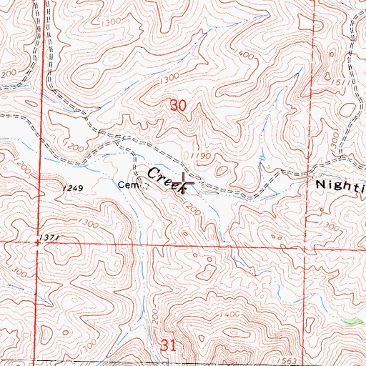 Topographic Map of Nightingale Gulch, CA