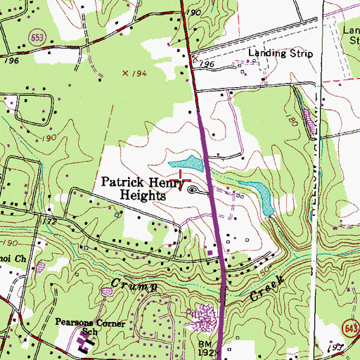 Topographic Map of Oak Knoll Middle School, VA
