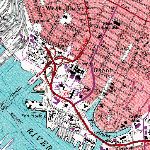 Topographic Map of Norfolk General Hospital Education Program, VA