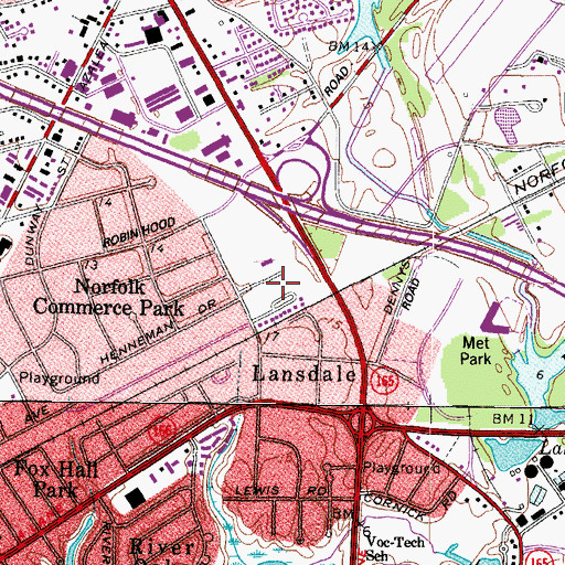 Topographic Map of Johnson and Wales University - Norfolk, VA