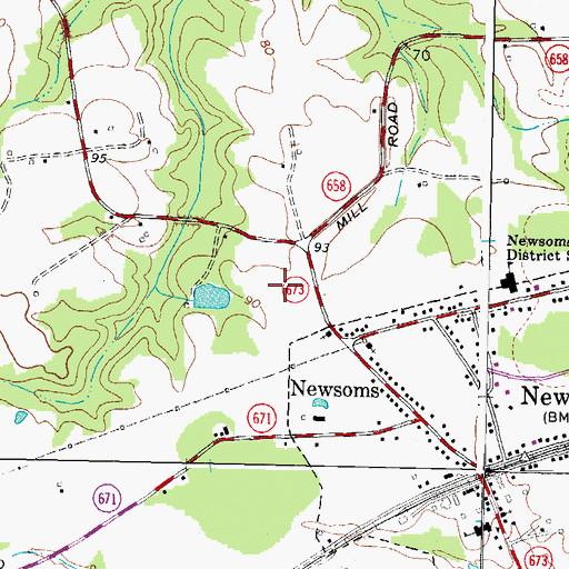 Topographic Map of Meherrin Elementary School, VA