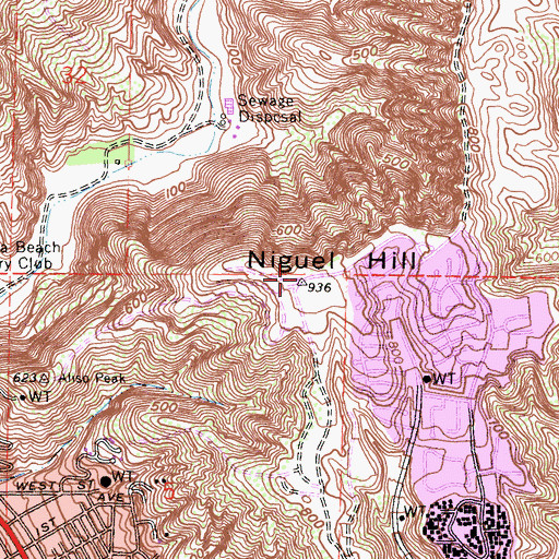 Topographic Map of Niguel Hill, CA