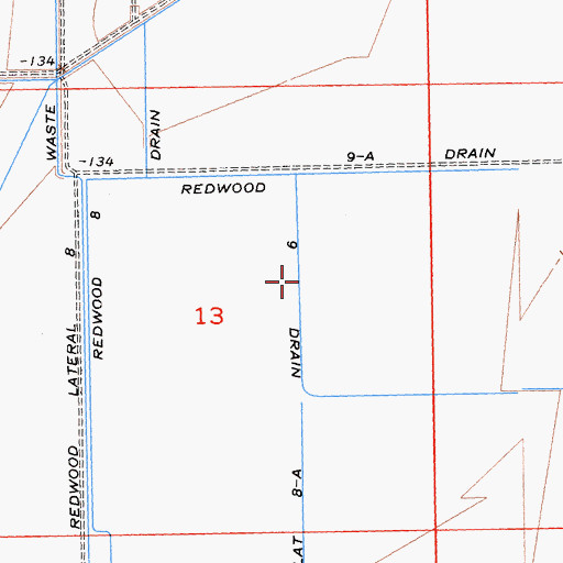 Topographic Map of Redwood Nine Drain, CA