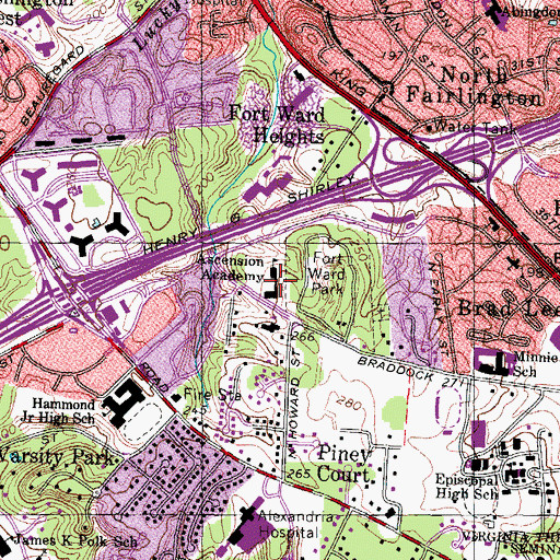 Topographic Map of Saint Stephen's and Saint Agnes Middle School, VA