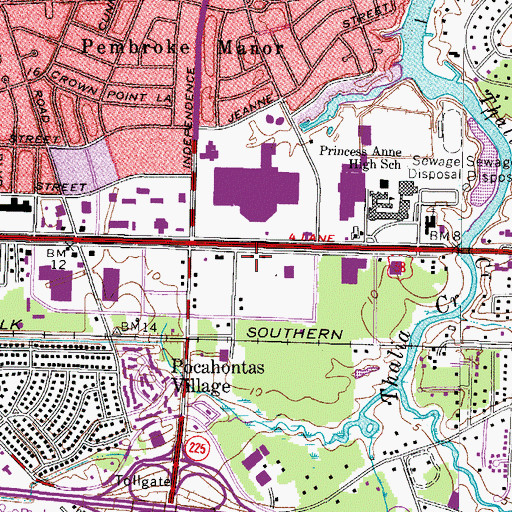 Topographic Map of Strayer University - Virginia Beach Campus, VA