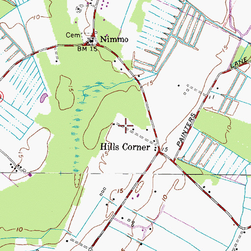 Topographic Map of Three Oaks Elementary School, VA